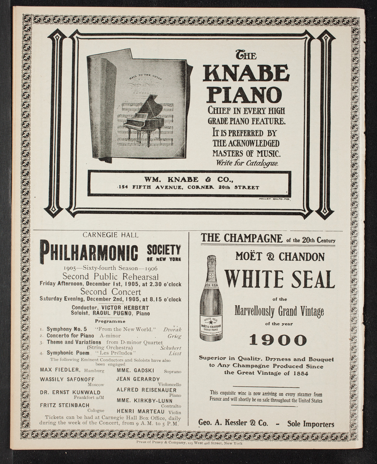 New York Philharmonic, November 10, 1905, program page 14