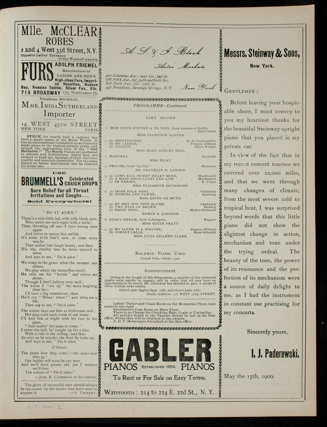 Recital by Advanced Pupils of J. Armour Galloway, May 9, 1901, program page 3