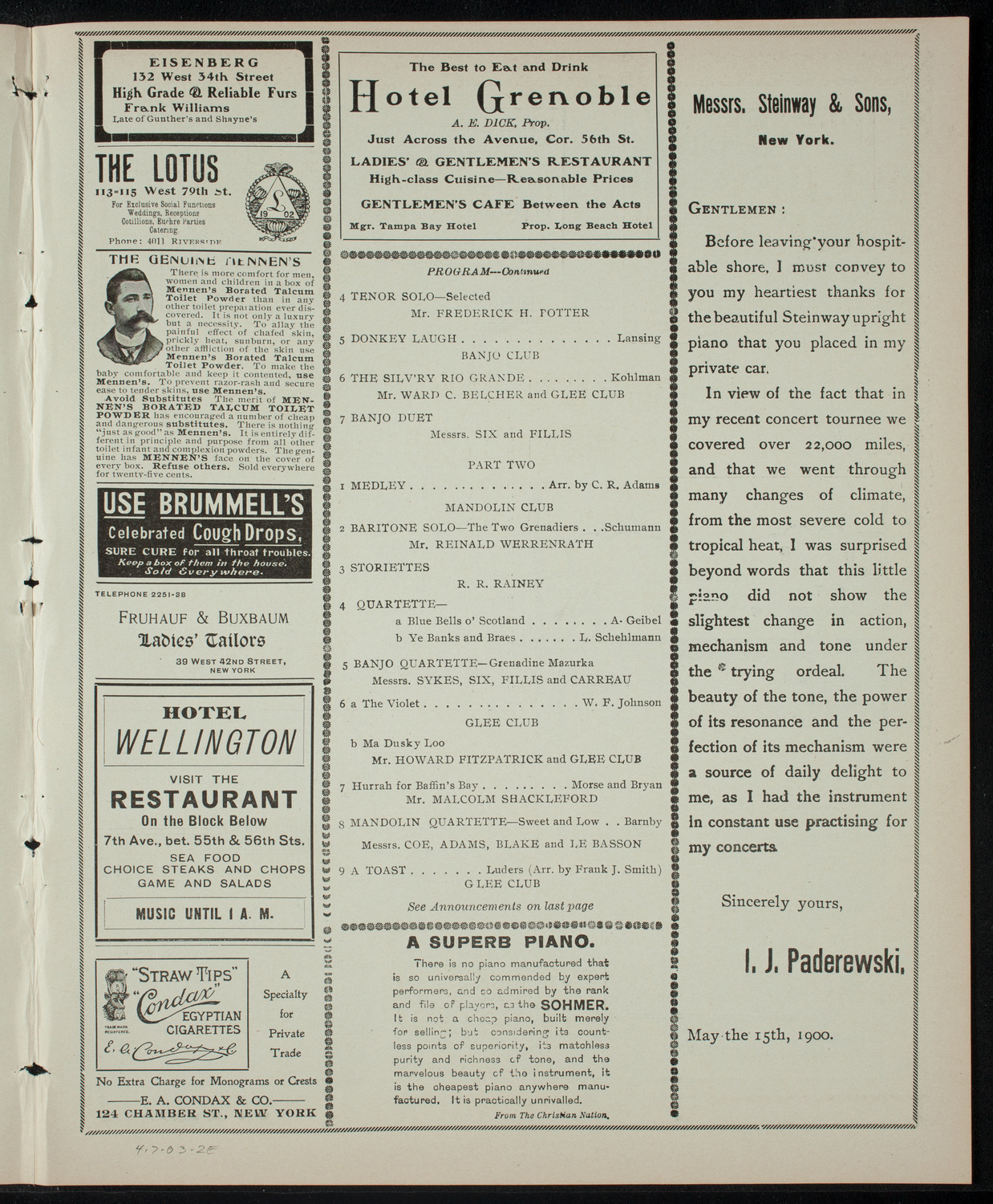 New York University Musical Clubs, April 7, 1903, program page 3