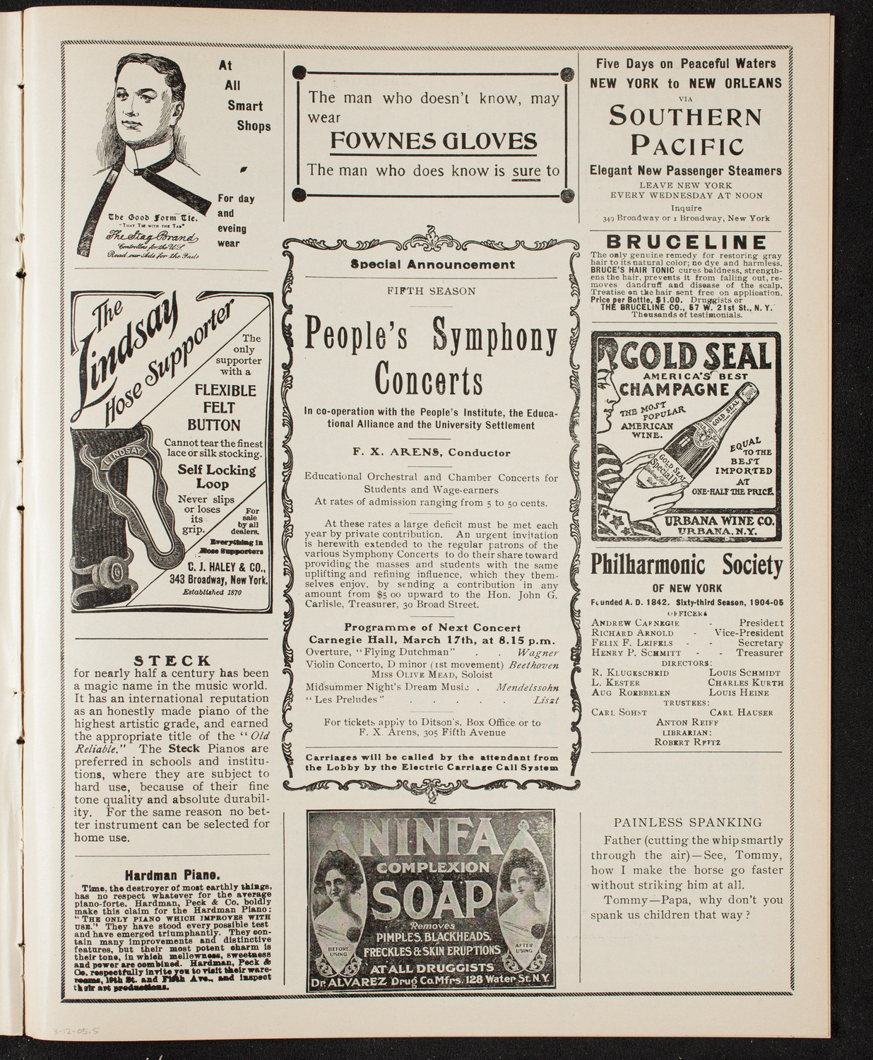 Eugène Ysaÿe, Violin, March 12, 1905, program page 9