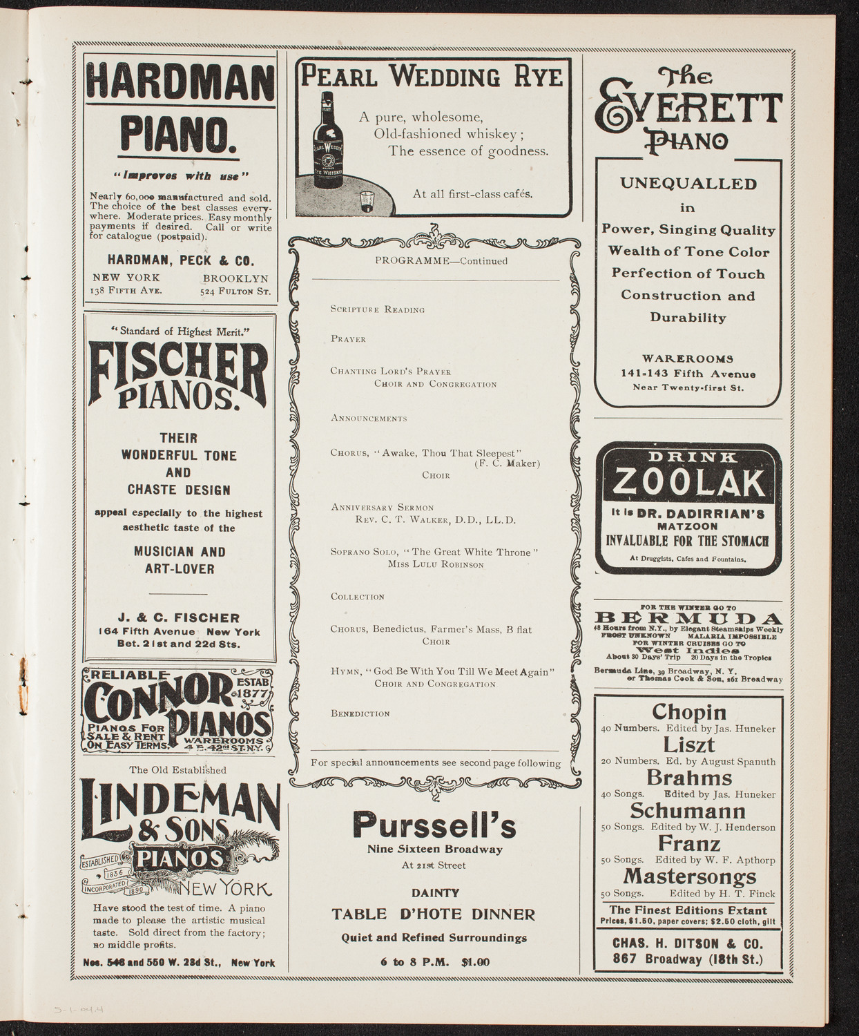 Mt. Olivet Baptist Church 26th Anniversary Program, May 1, 1904, program page 7