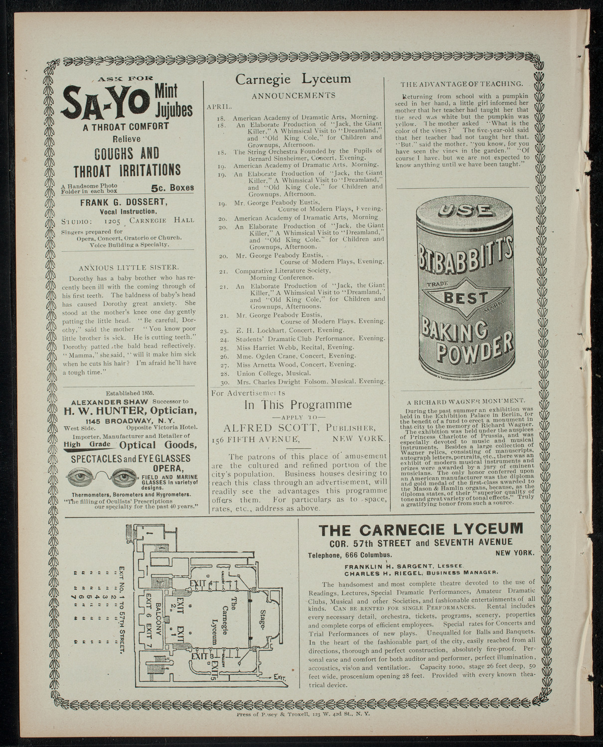 Jack the Giant Killer, April 17, 1900, program page 4