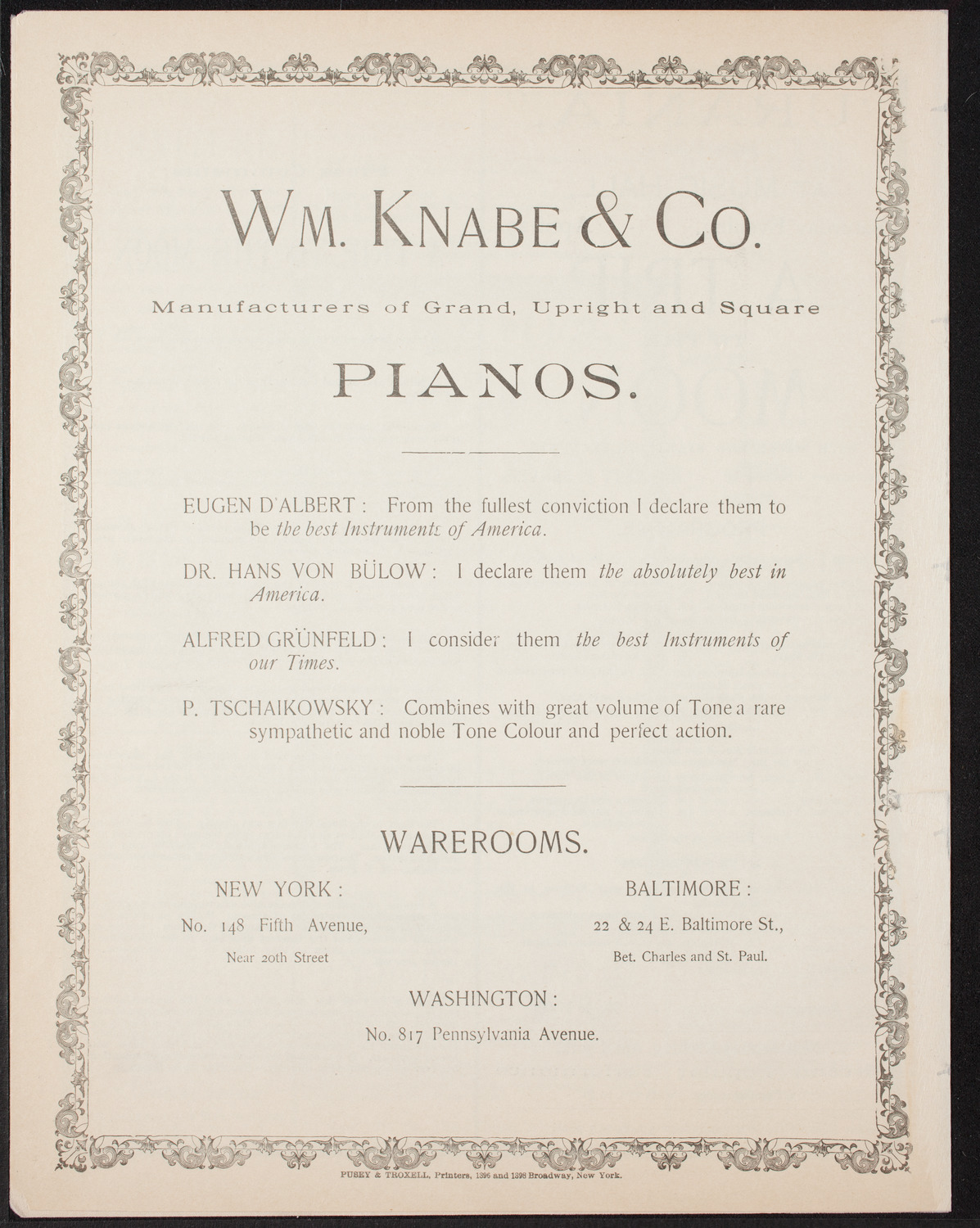 Ignacy Jan Paderewski, Piano, April 29, 1893, program page 8