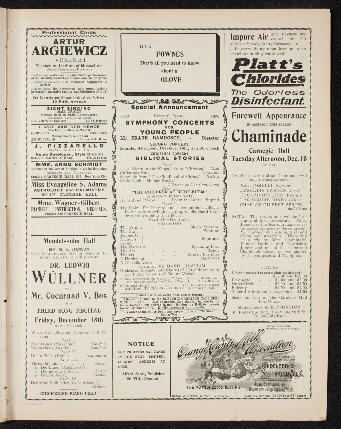 Boston Symphony Orchestra, December 5, 1908, program page 9