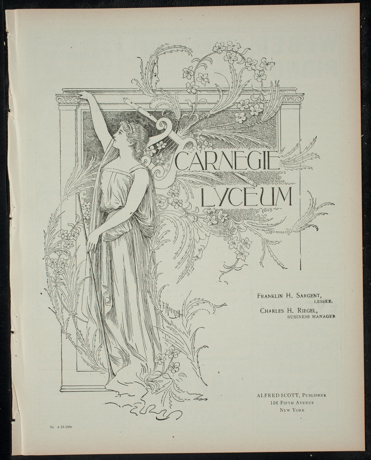 American Academy of Dramatic Arts Private Dress Rehearsal, April 13, 1900, program page 1