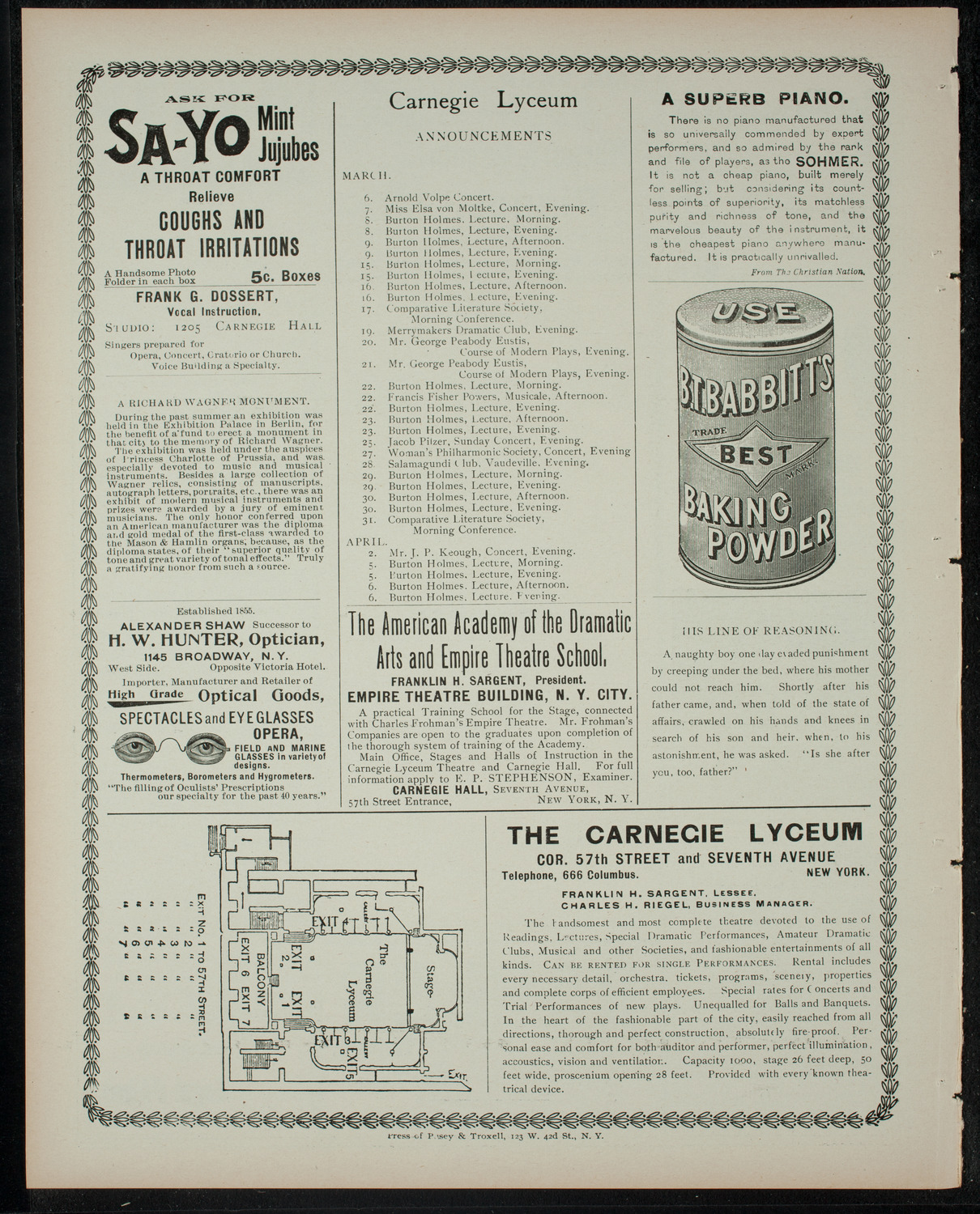 George Peabody Eustis: A Course of Modern Plays, March 3, 1900, program page 4