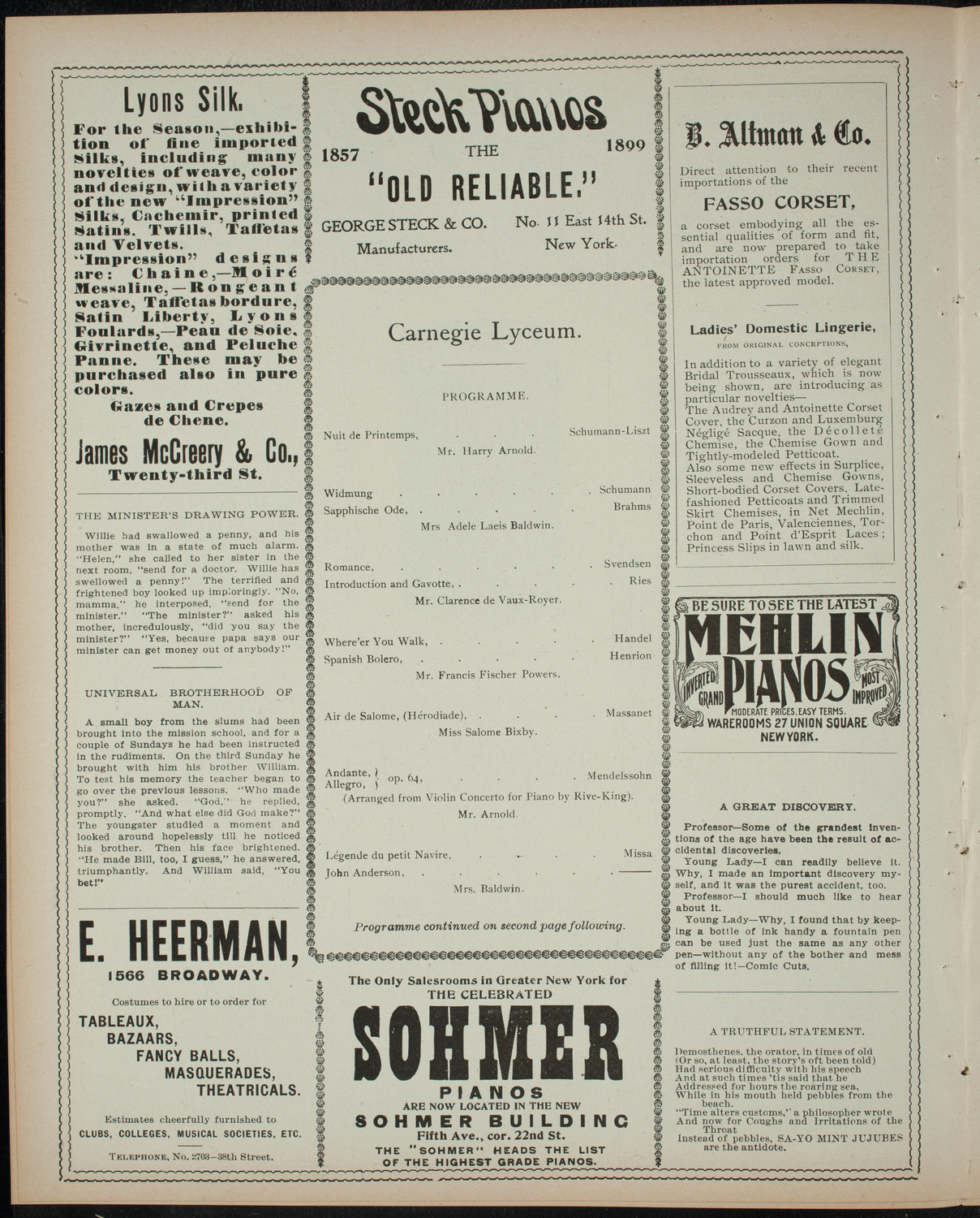 Powers-Arnold Wednesday Morning Musicale, March 15, 1899, program page 4