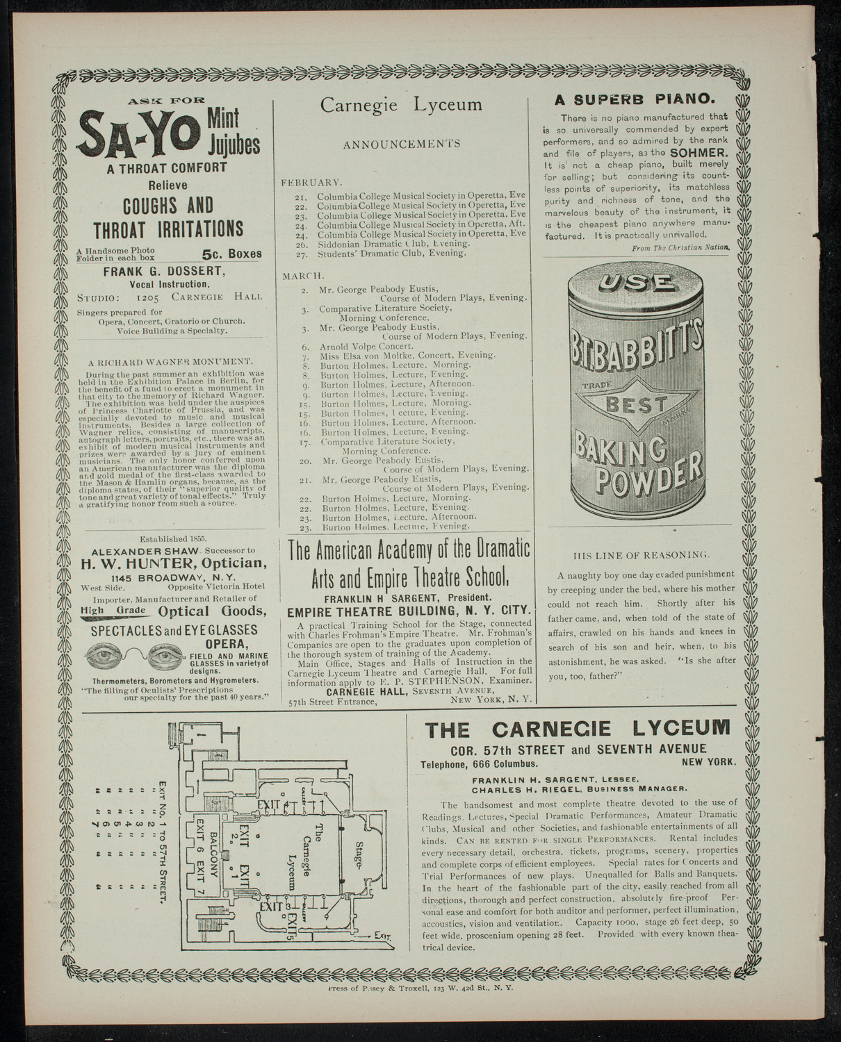 Columbia University Musical Society, February 21, 1900, program page 4