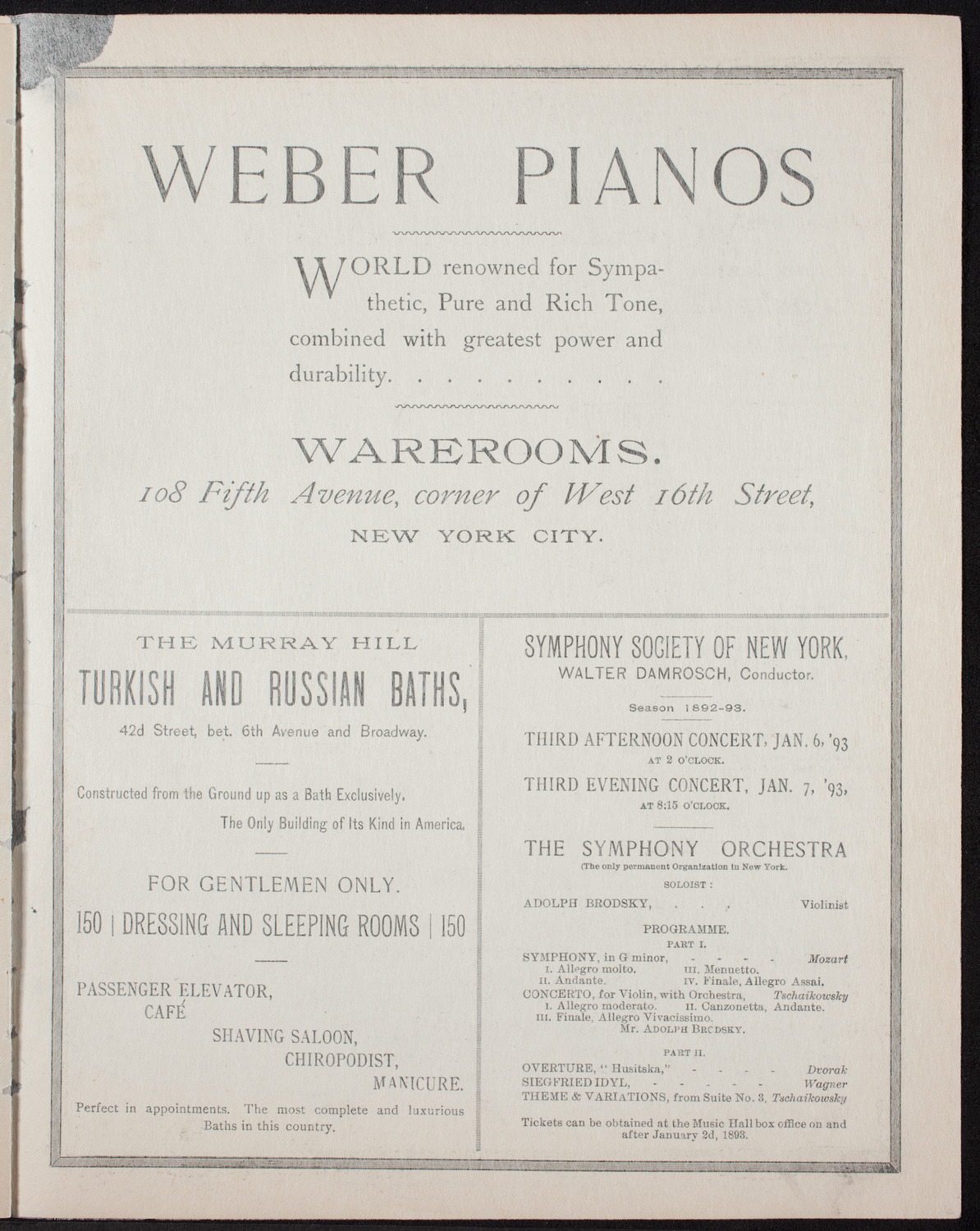 Damrosch Sunday Concert, January 1, 1893, program page 7