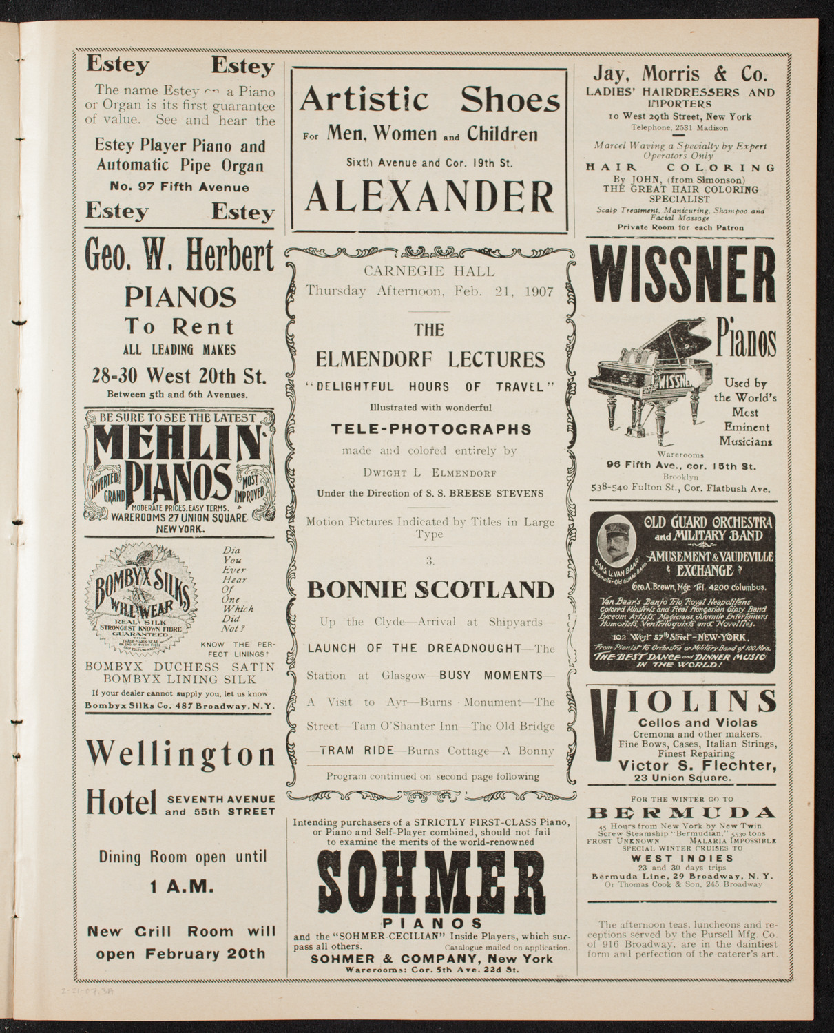 Elmendorf Lecture: Scotland, February 21, 1907, program page 5