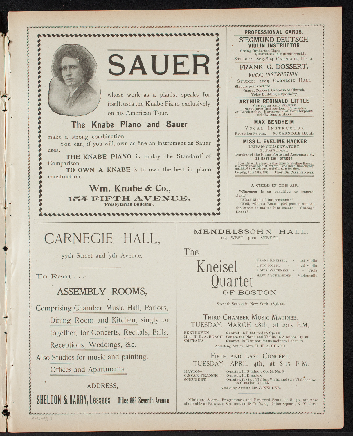 Musical Art Society of New York, March 16, 1899, program page 7