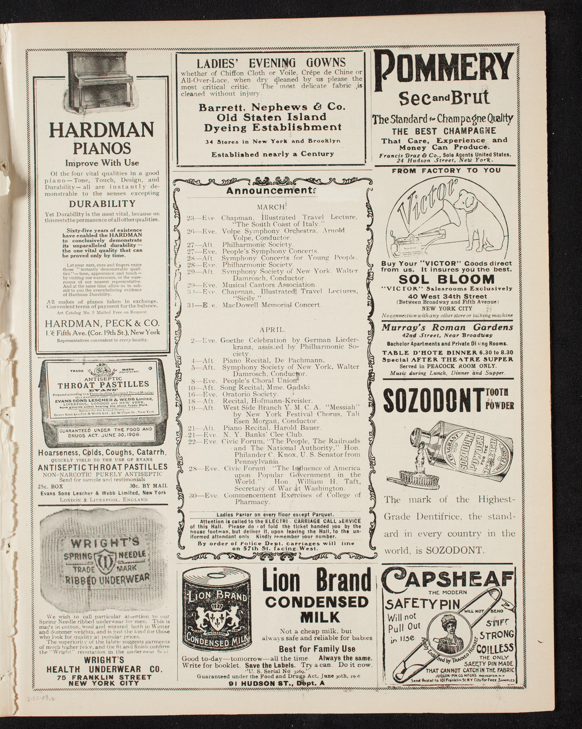 The Civic Forum, March 22, 1908, program page 3