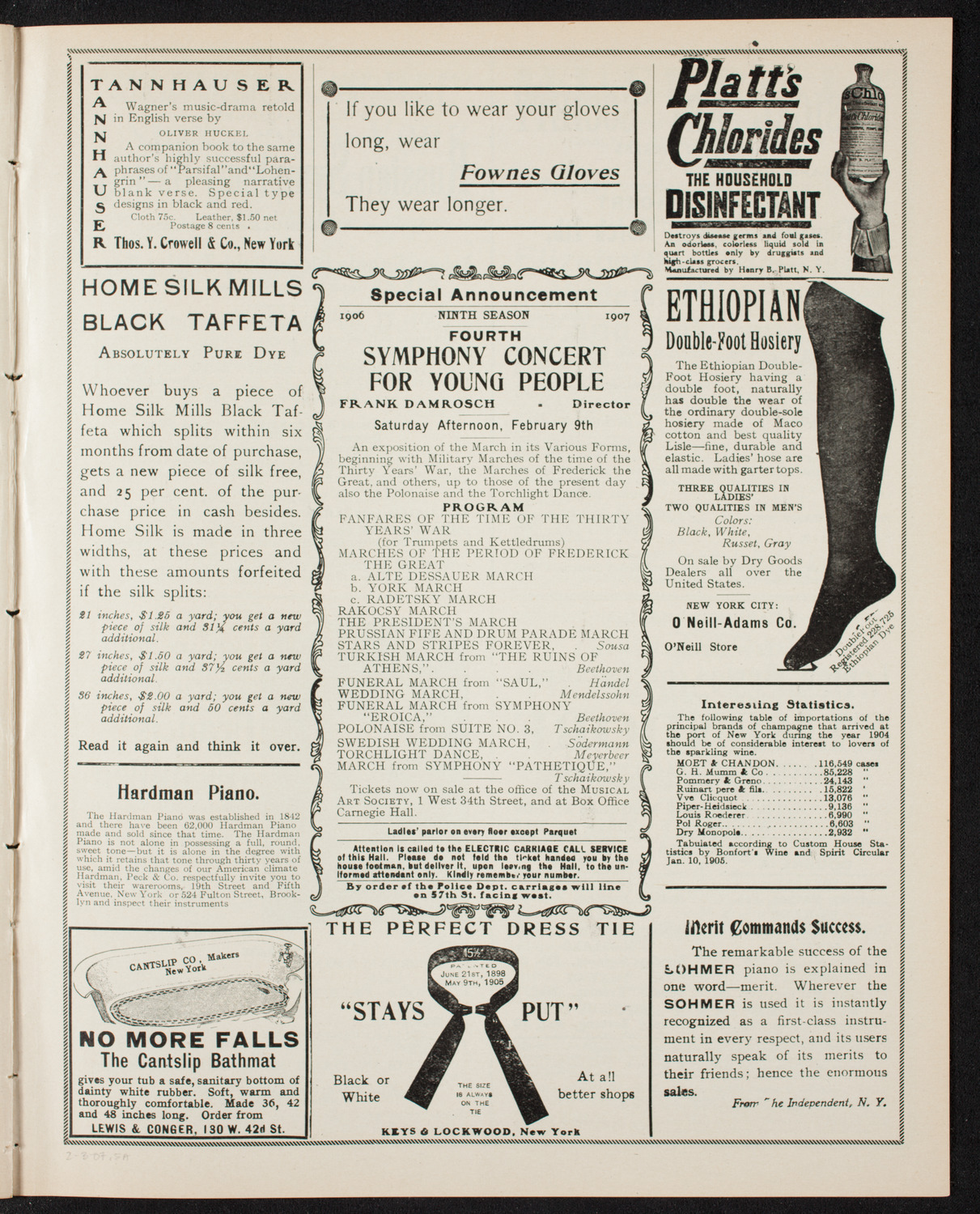 New York Symphony Orchestra, February 3, 1907, program page 9