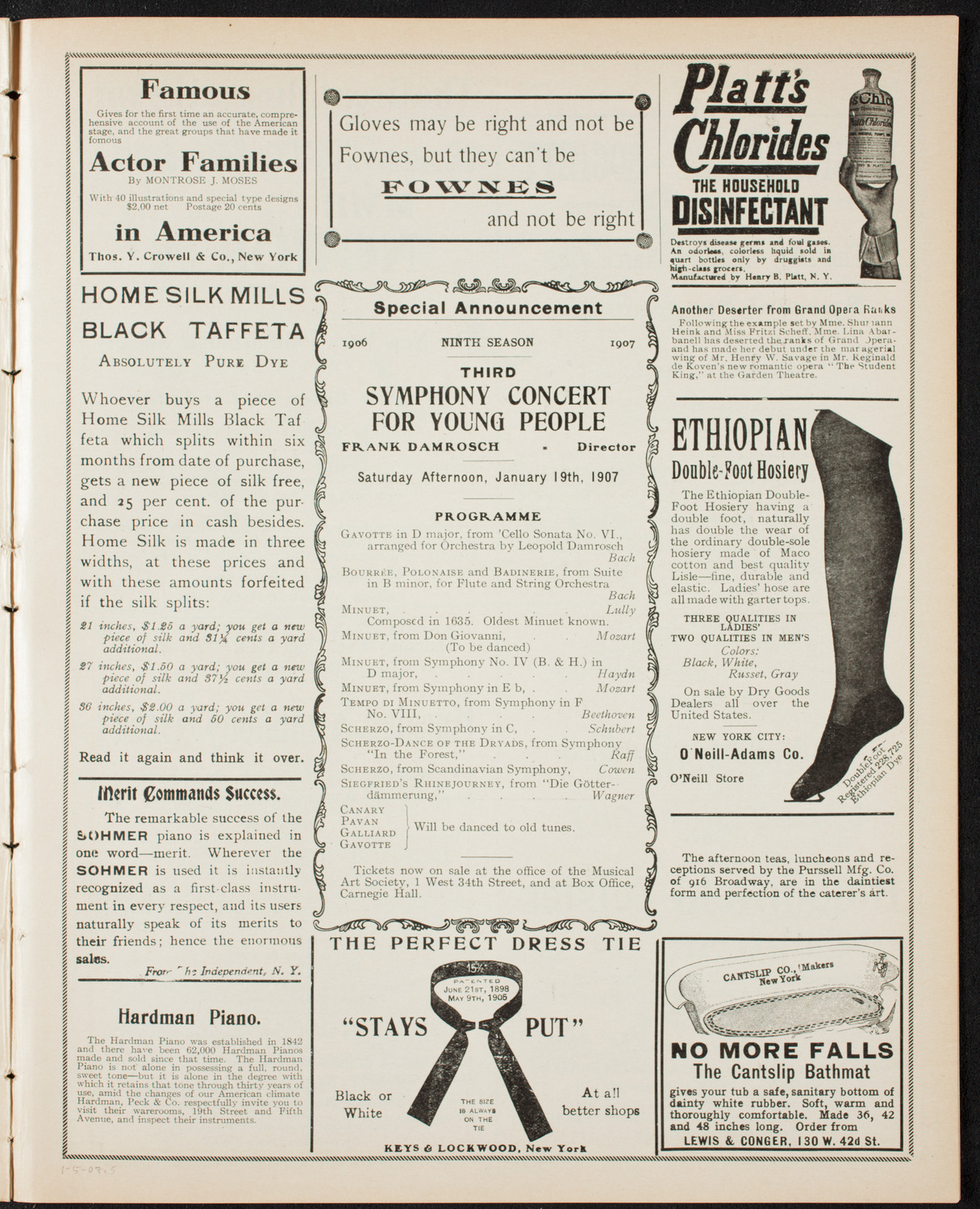New York Philharmonic, January 5, 1907, program page 9