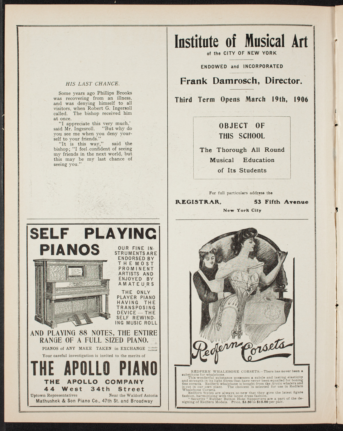 Gunnar Wennerberg Memorial Chorus, April 29, 1906, program page 2