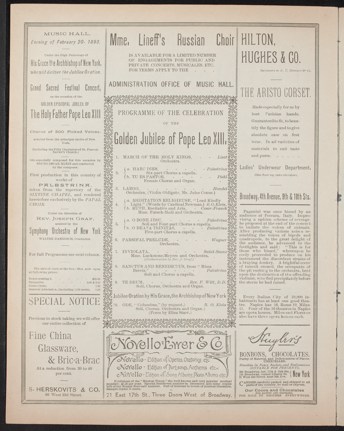New York Symphony Orchestra, February 17, 1893, program page 6