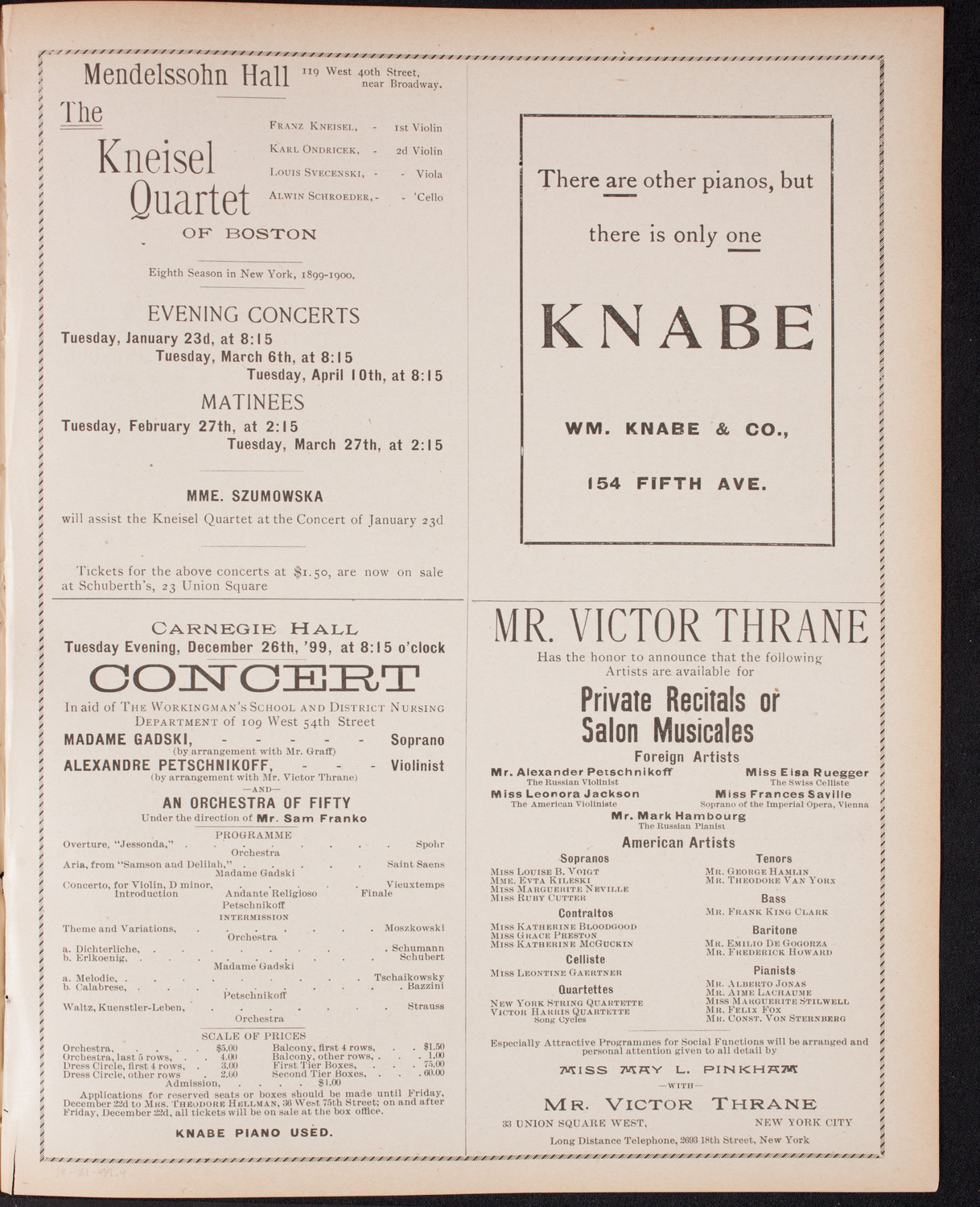 Musical Art Society of New York, December 21, 1899, program page 7