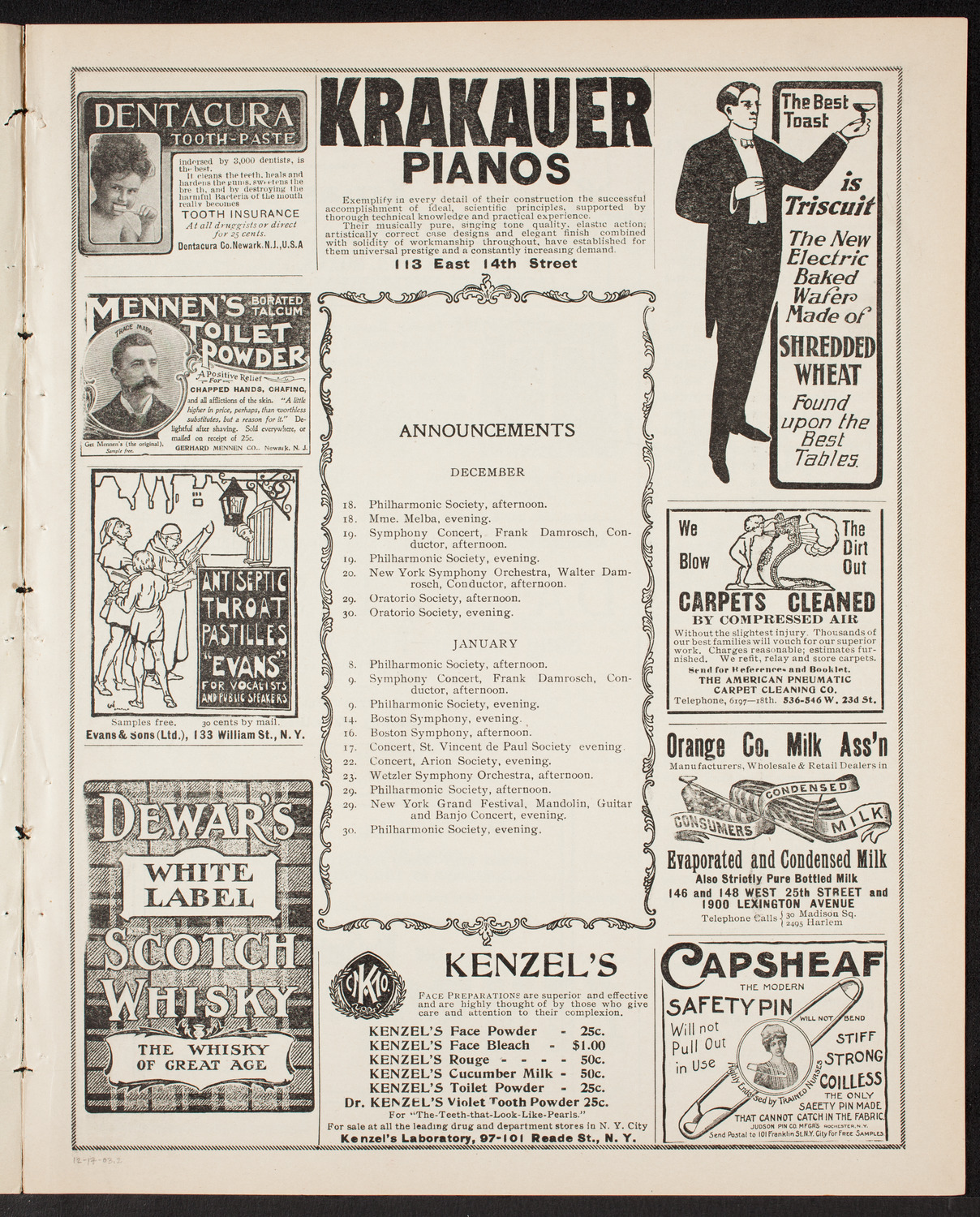 Musical Art Society of New York, December 17, 1903, program page 3