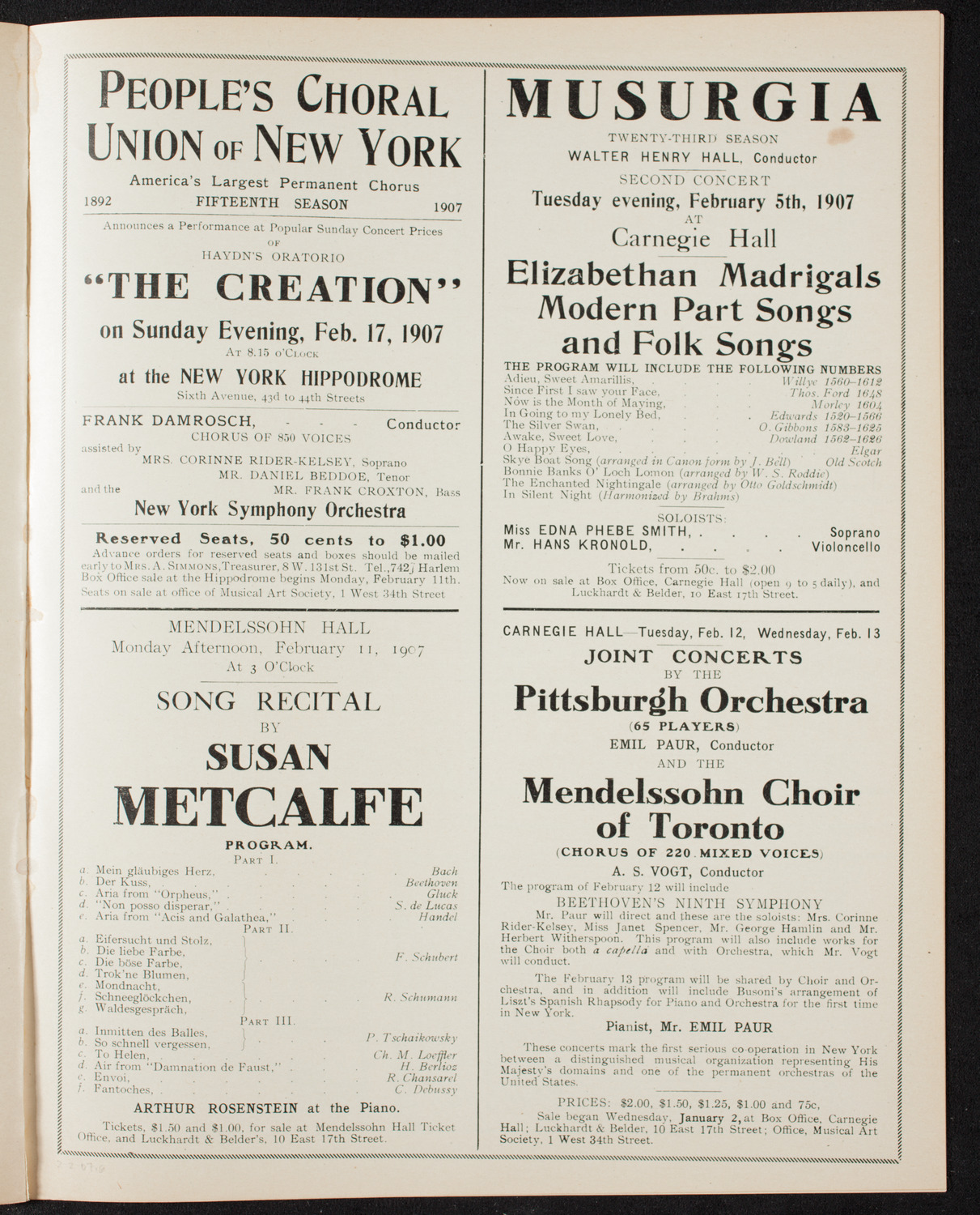 New York Symphony Orchestra, February 2, 1907, program page 11