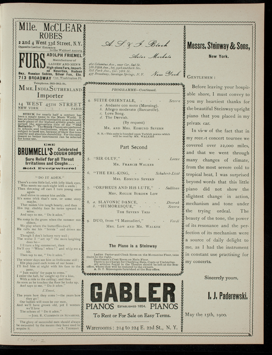 Grand Concert by The Severn Trio, May 1, 1901, program page 3