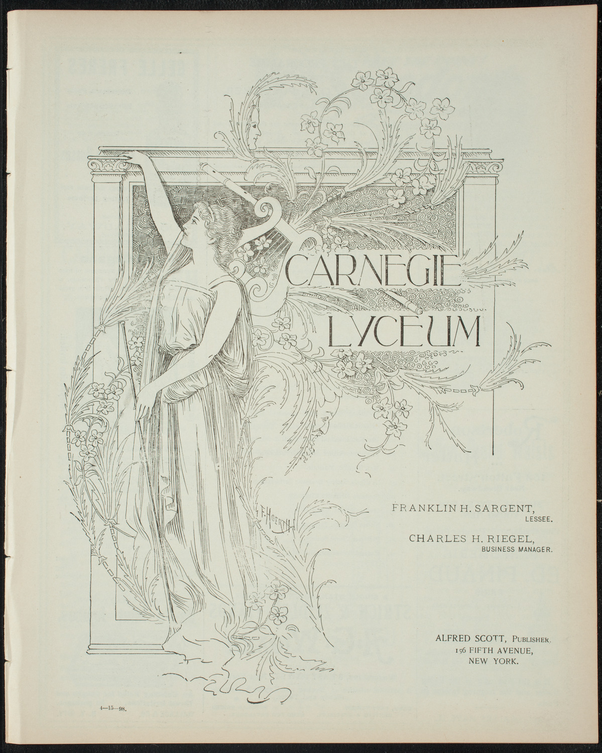 Amateur Comedy Club, April 15, 1898, program page 1