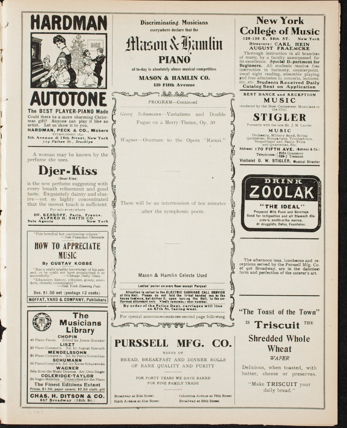 Boston Symphony Orchestra, January 12, 1907, program page 7