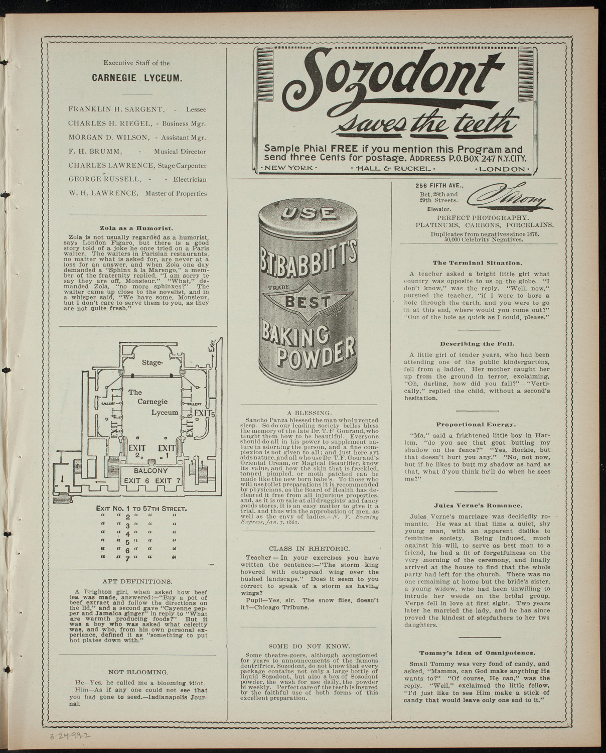 Minstrel Show by Students of The Berkeley School, March 24, 1899, program page 3