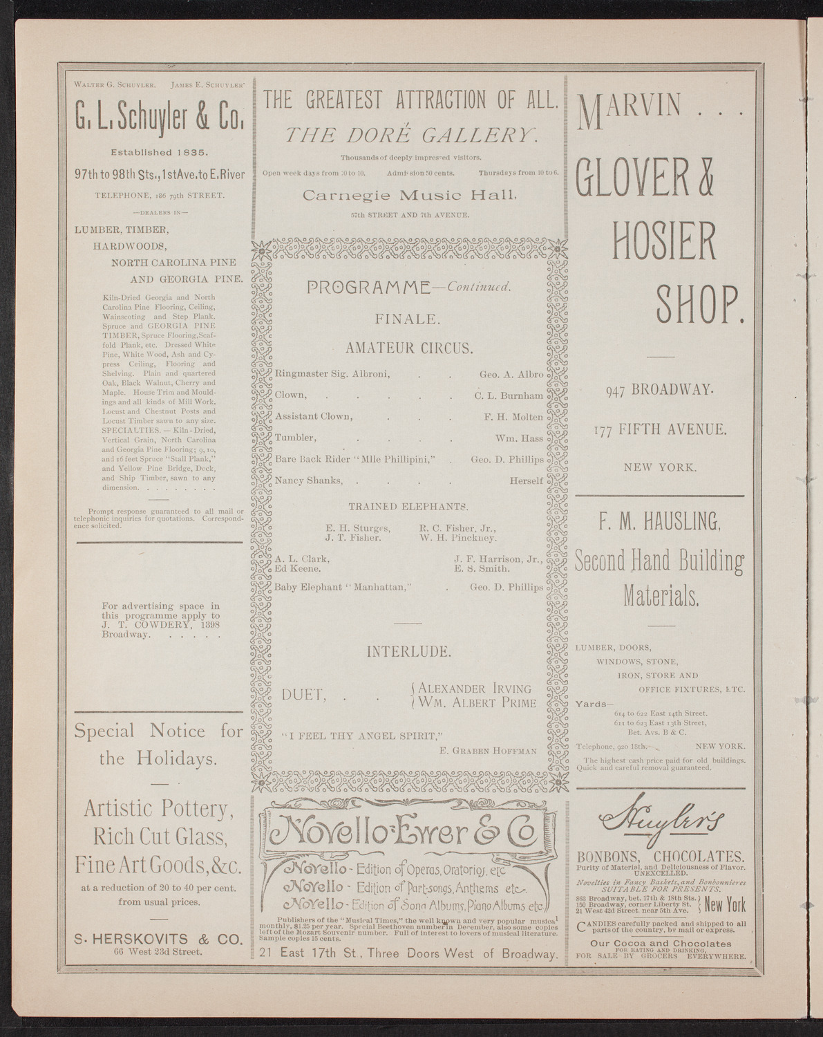 New York Athletic Club Minstrel Show, November 30, 1892, program page 6