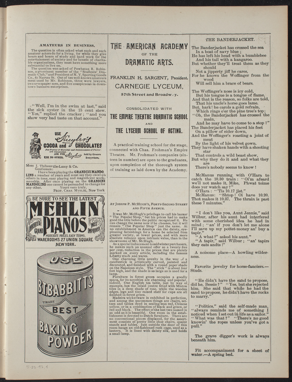 Club de Ninas "Las Dos Banderas": Benefit for the Wounded Cubans of the Campaign, May 22, 1897, program page 7