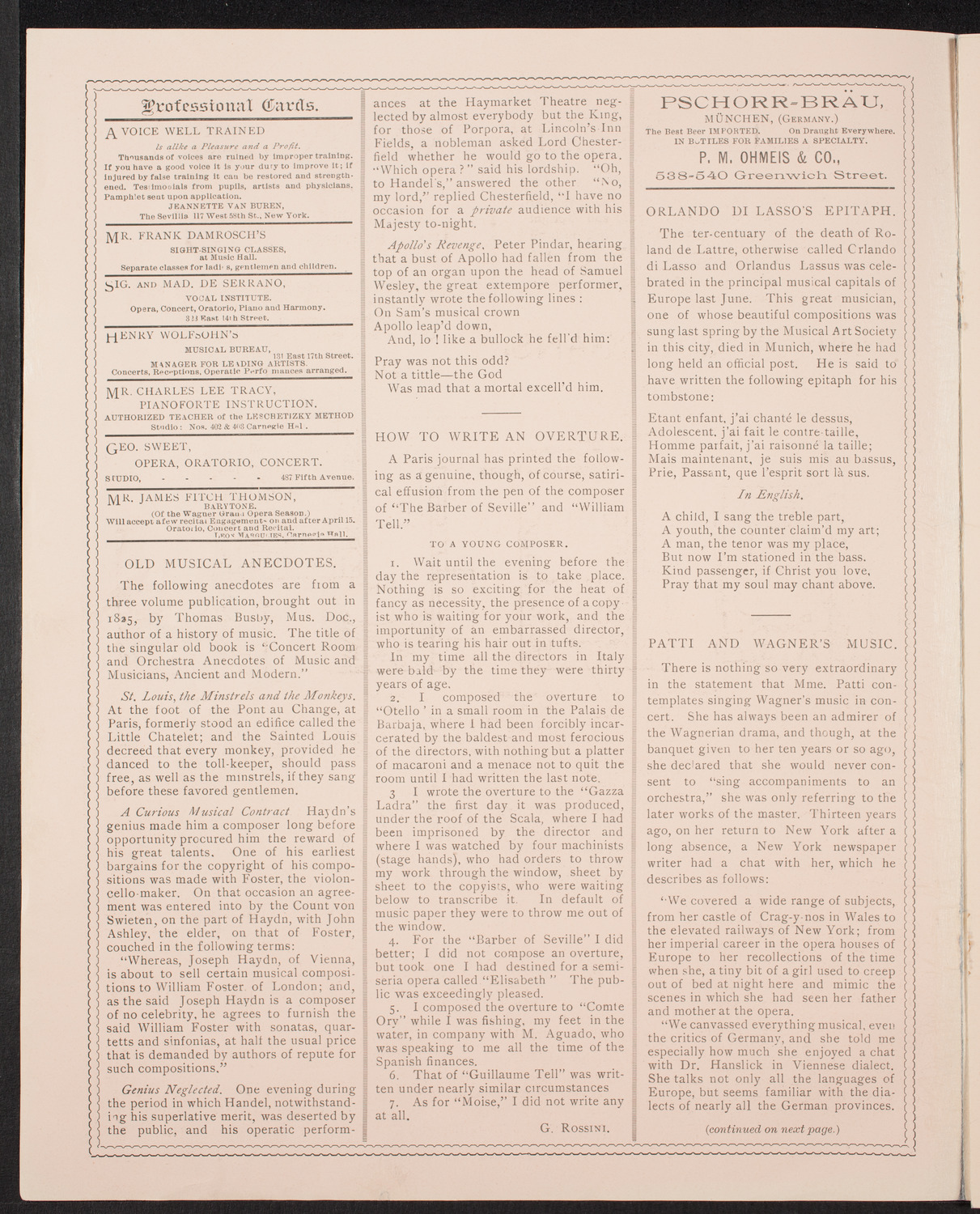 New York Philharmonic, December 15, 1894, program page 2