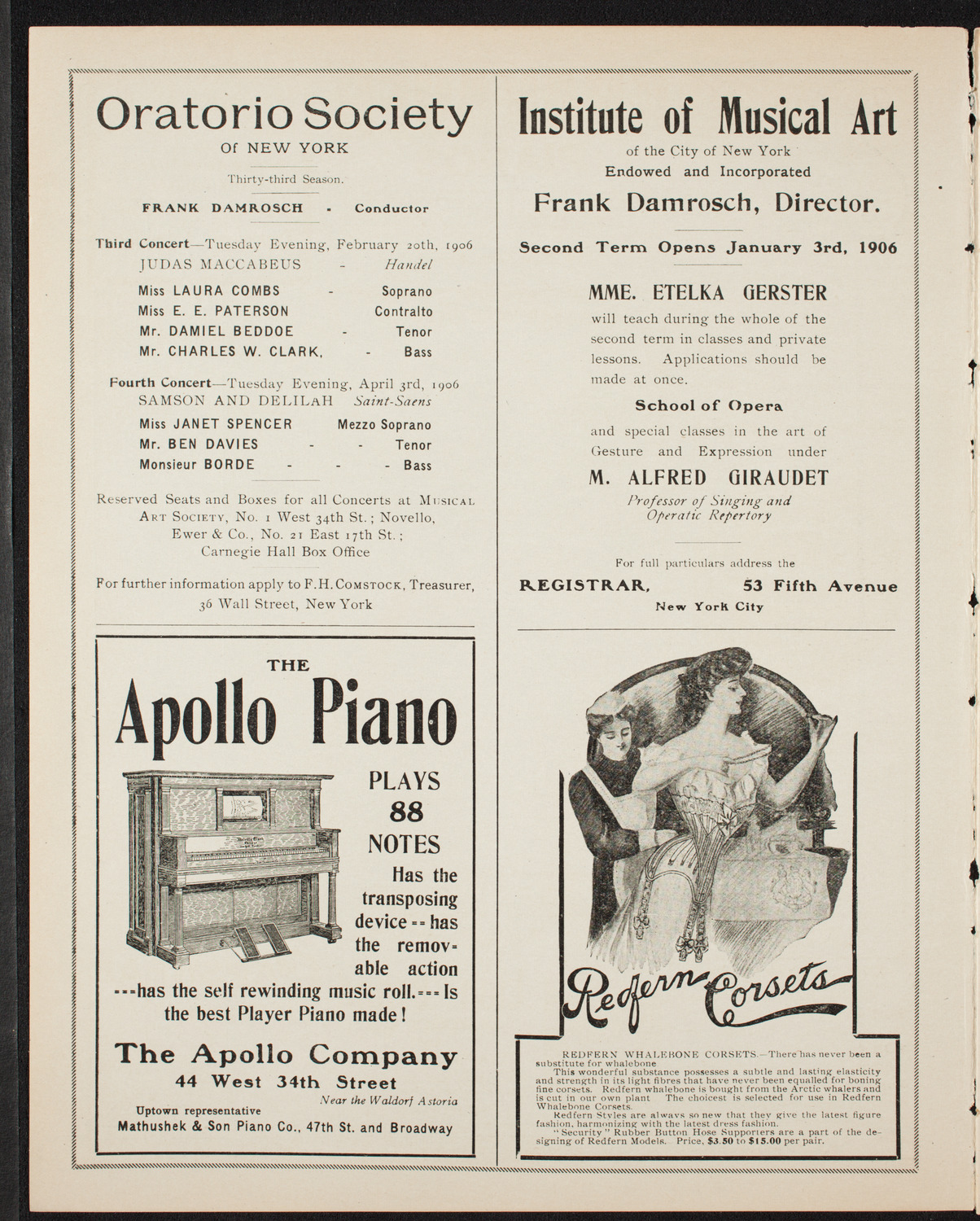 Boston Symphony Orchestra, February 15, 1906, program page 2
