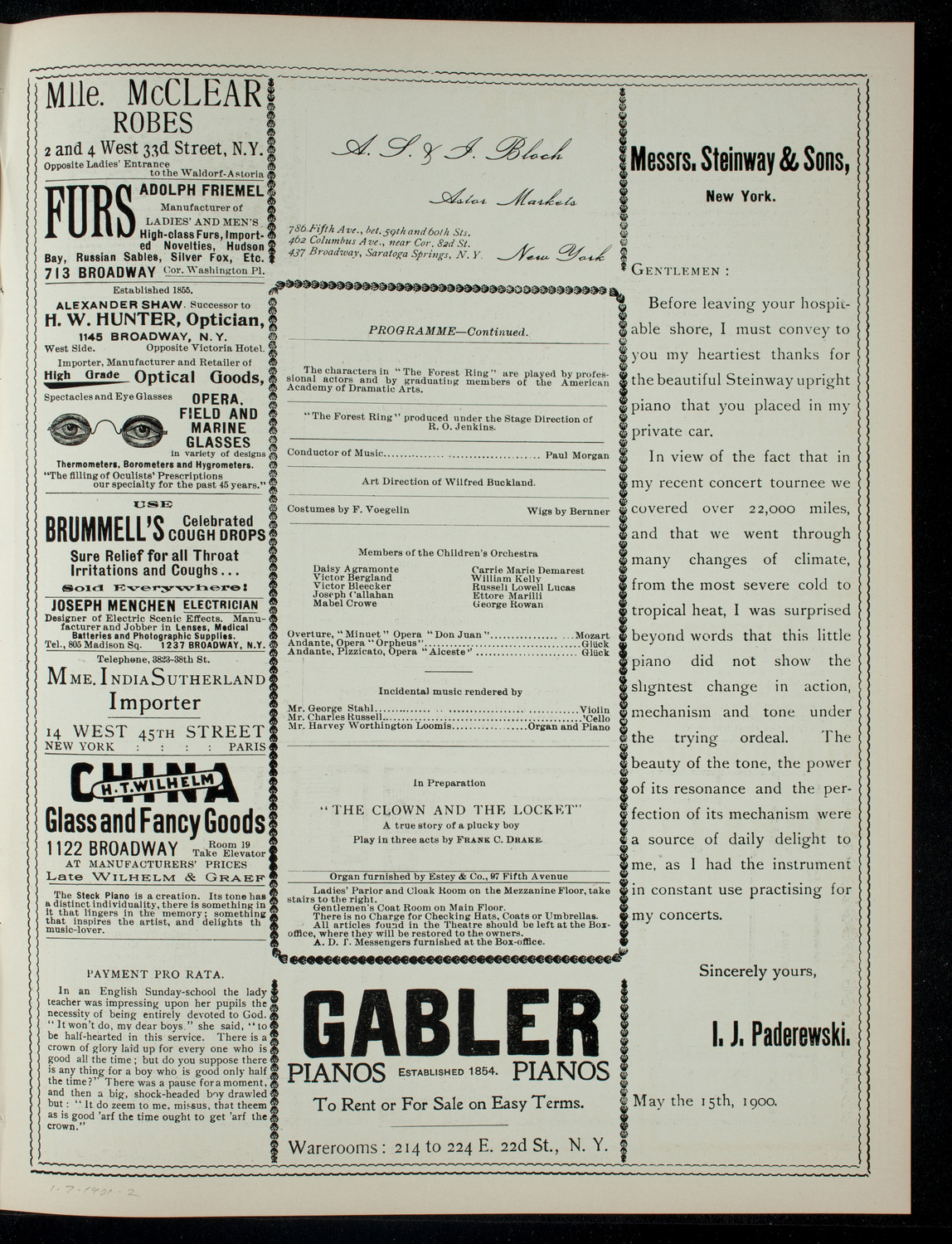 The Children's Theatre, January 7, 1901, program page 3