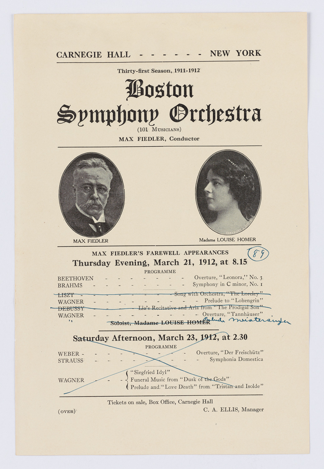 Boston Symphony Orchestra, March 1912