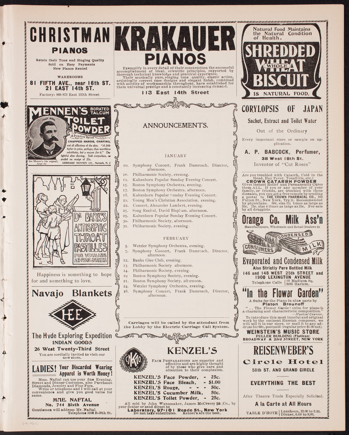 New York Philharmonic, January 9, 1903, program page 3