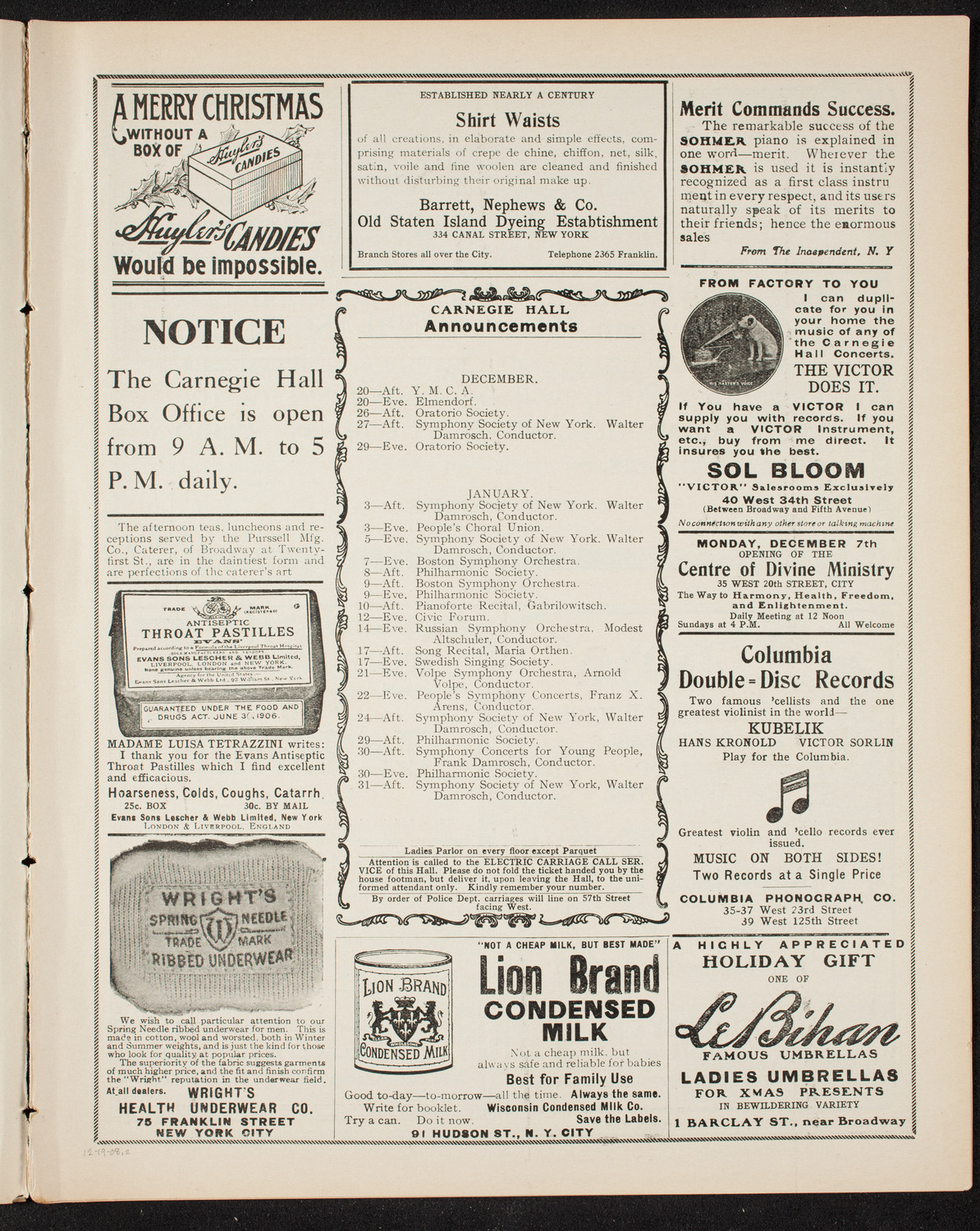 Symphony Concert for Young People, December 19, 1908, program page 3