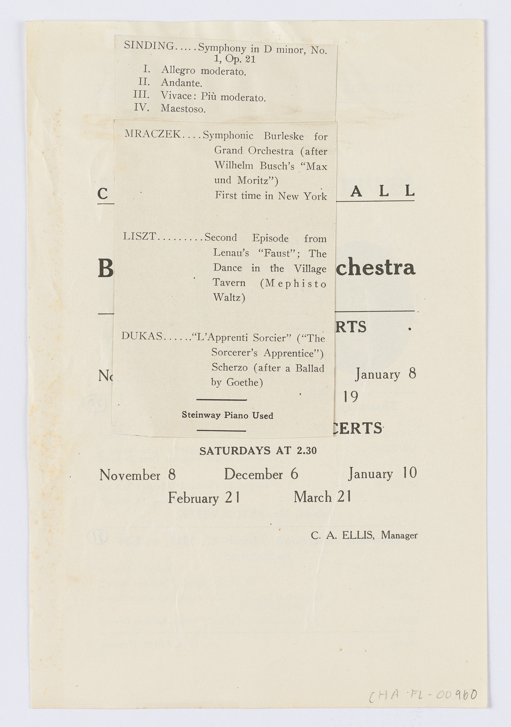 Boston Symphony Orchestra, March 1913