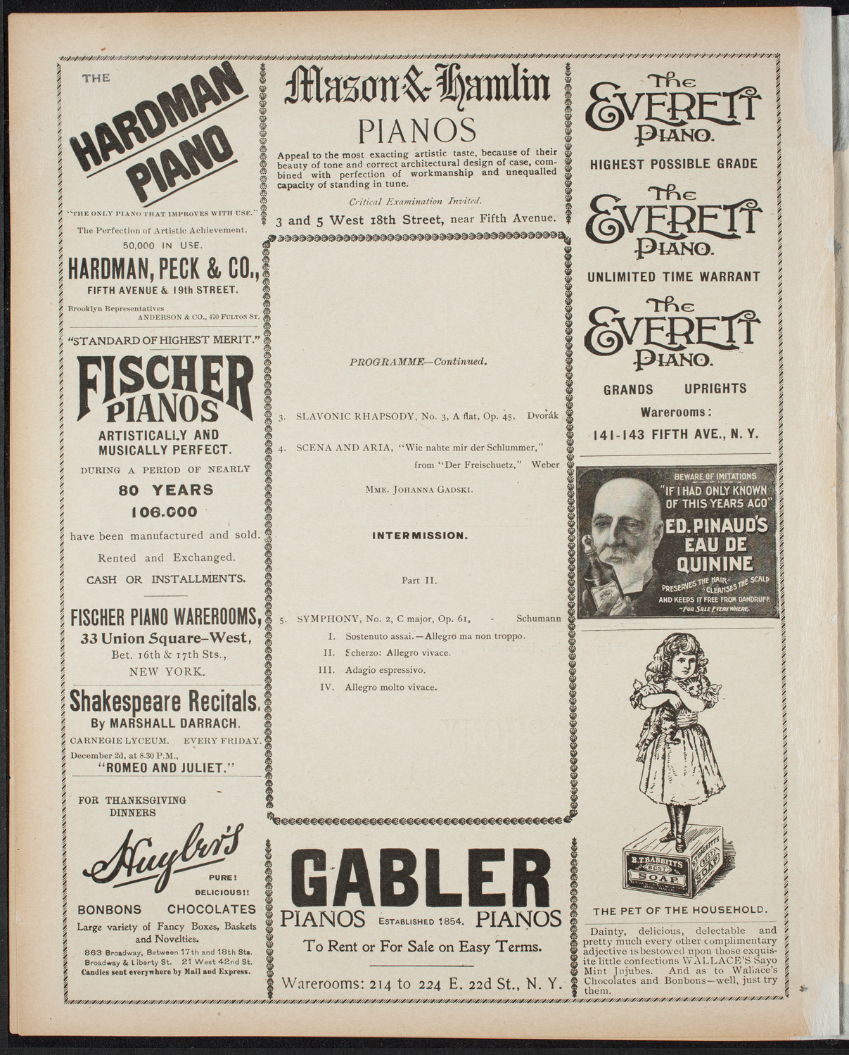 New York Philharmonic, November 26, 1898, program page 6
