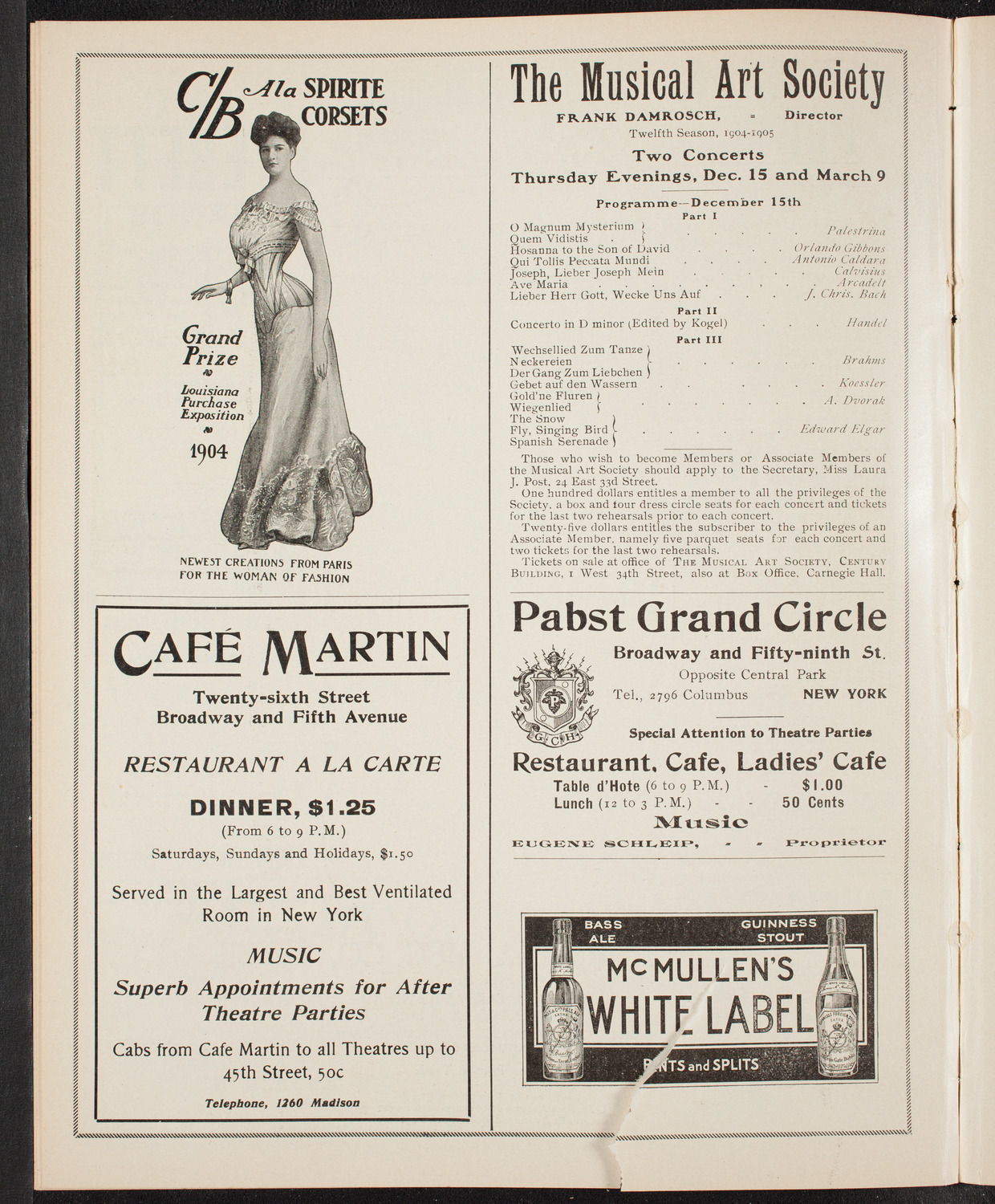 Oratorio Society of New York, December 1, 1904, program page 8