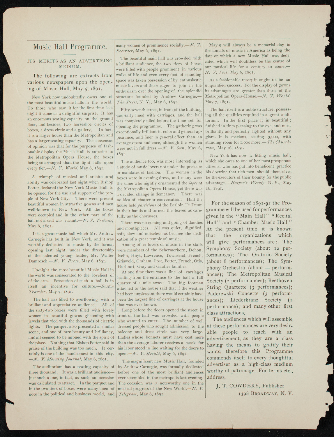 Deutscher Tag Festival, October 4, 1891, program page 8