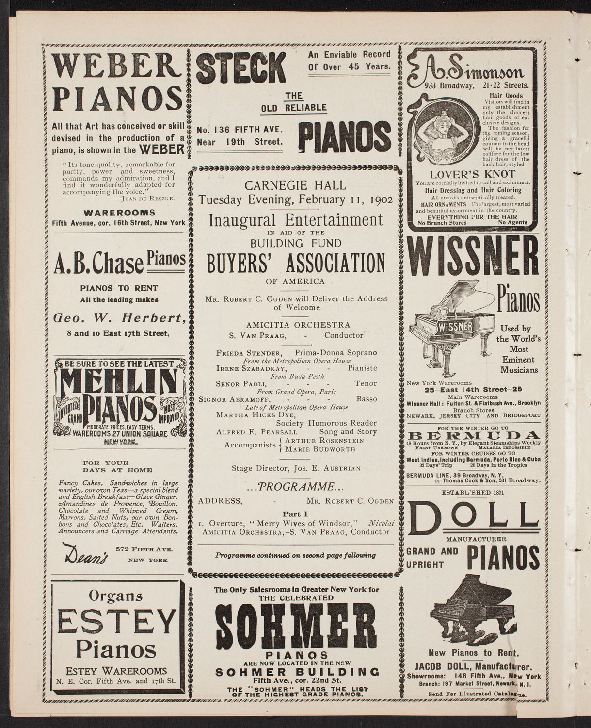 Benefit: Building Fund Buyers' Association of America, February 11, 1902, program page 6