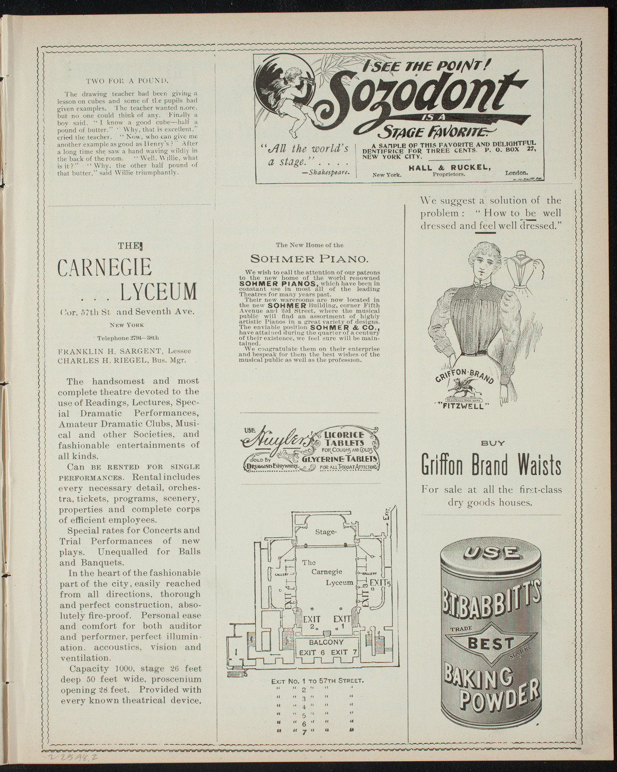 Columbia College Musical Society, February 25, 1898, program page 3