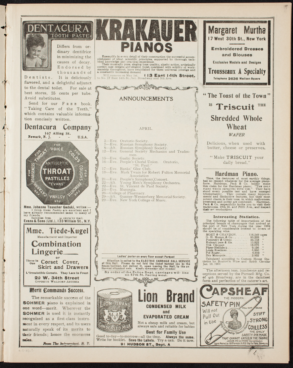 New Music Society of America, April 2, 1906, program page 3