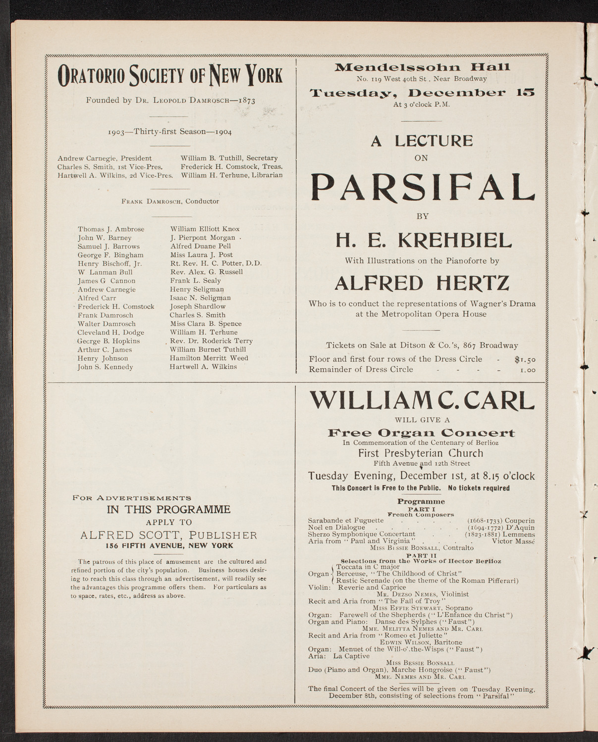 Benefit: St. Mark's Hospital, November 28, 1903, program page 10