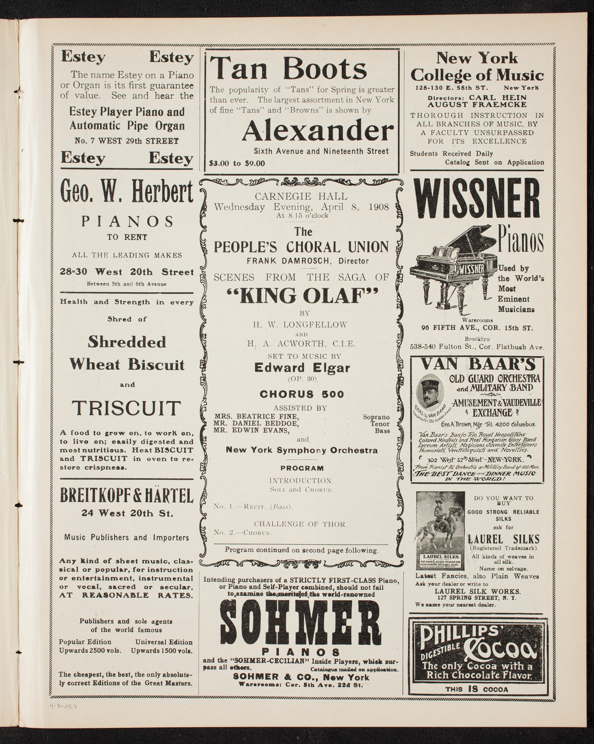 People's Choral Union, April 8, 1908, program page 5