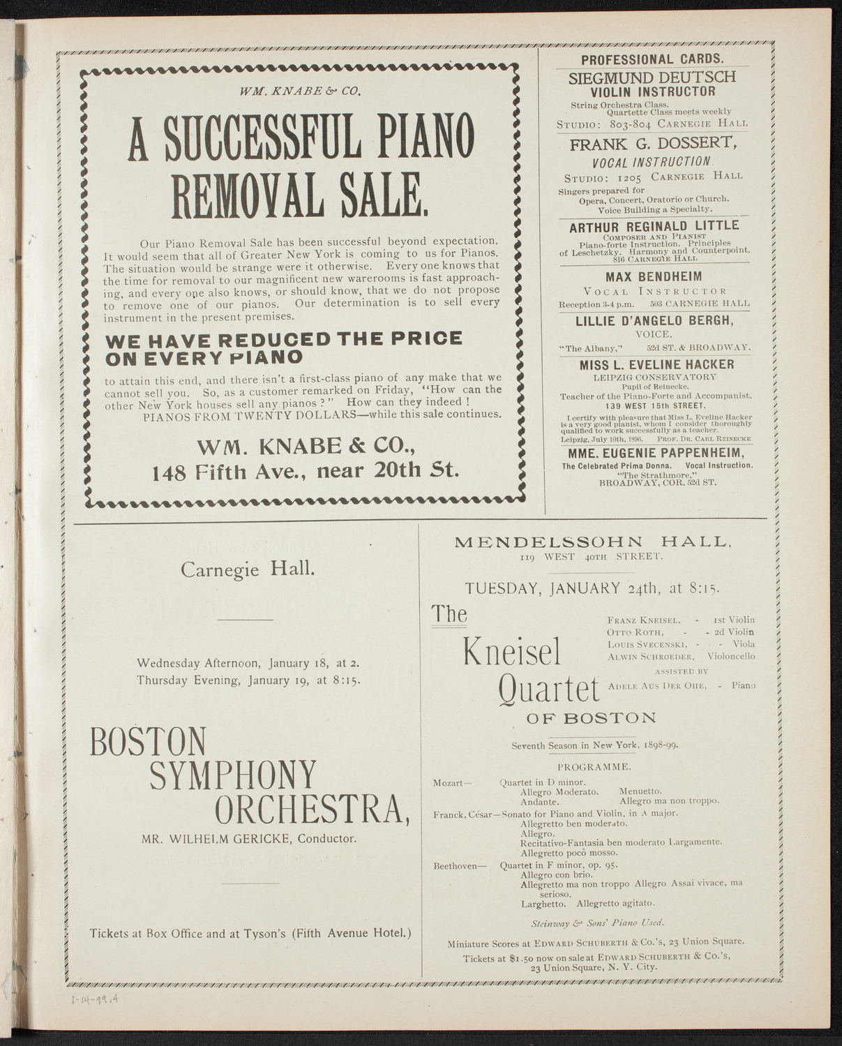 New York Philharmonic, January 14, 1899, program page 7