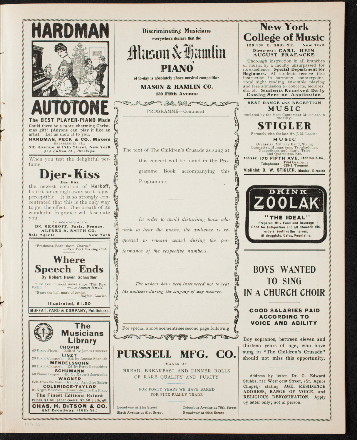 Oratorio Society of New York, December 4, 1906, program page 7