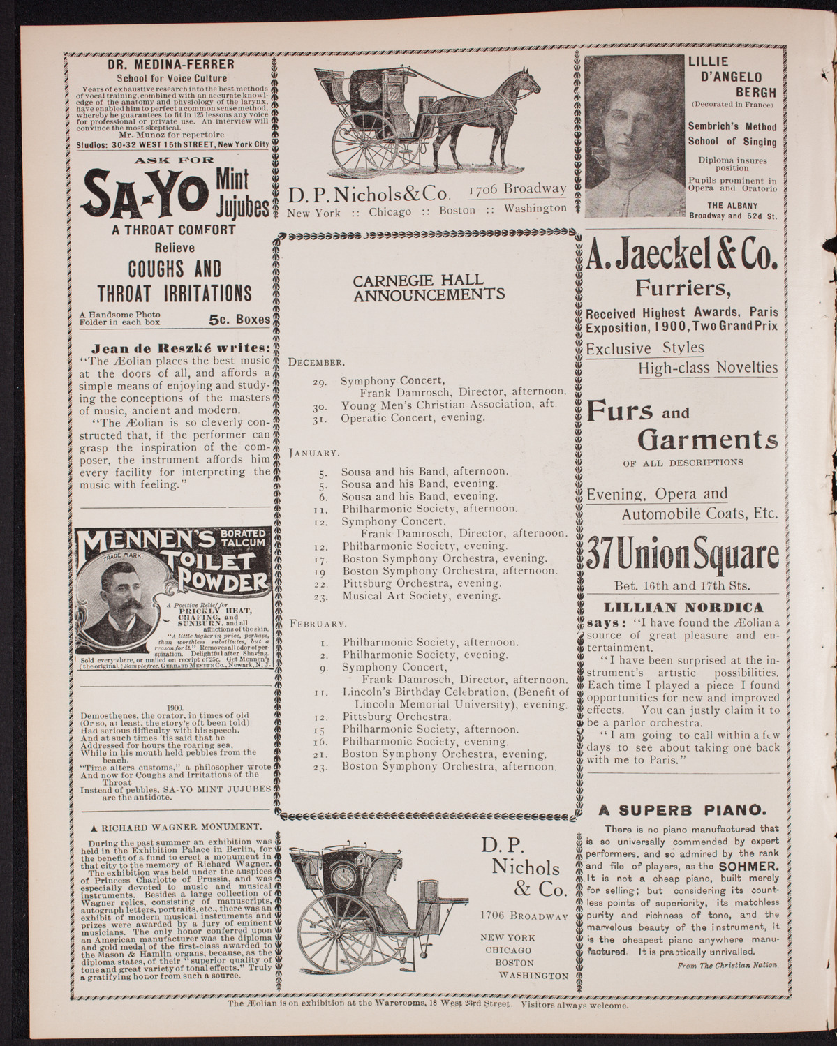 Oratorio Society of New York, December 27, 1900, program page 2