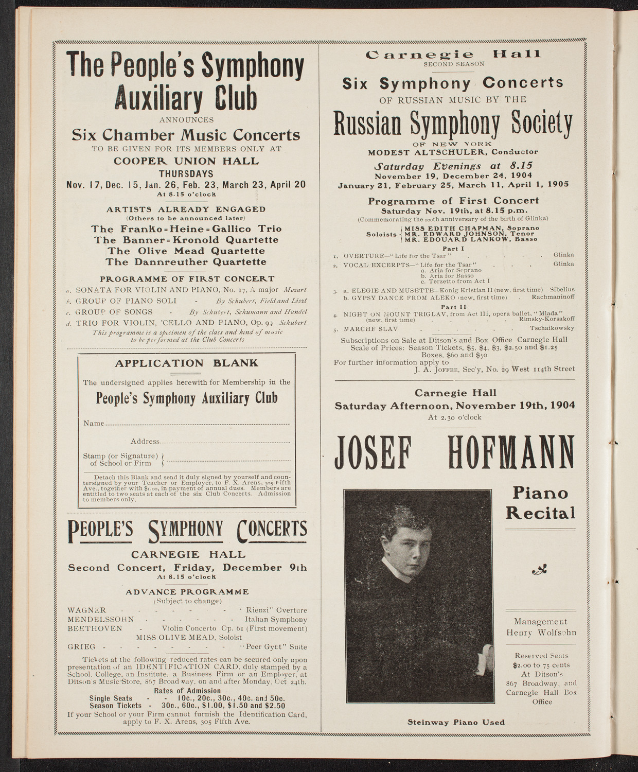 People's Symphony Concert, November 4, 1904, program page 10