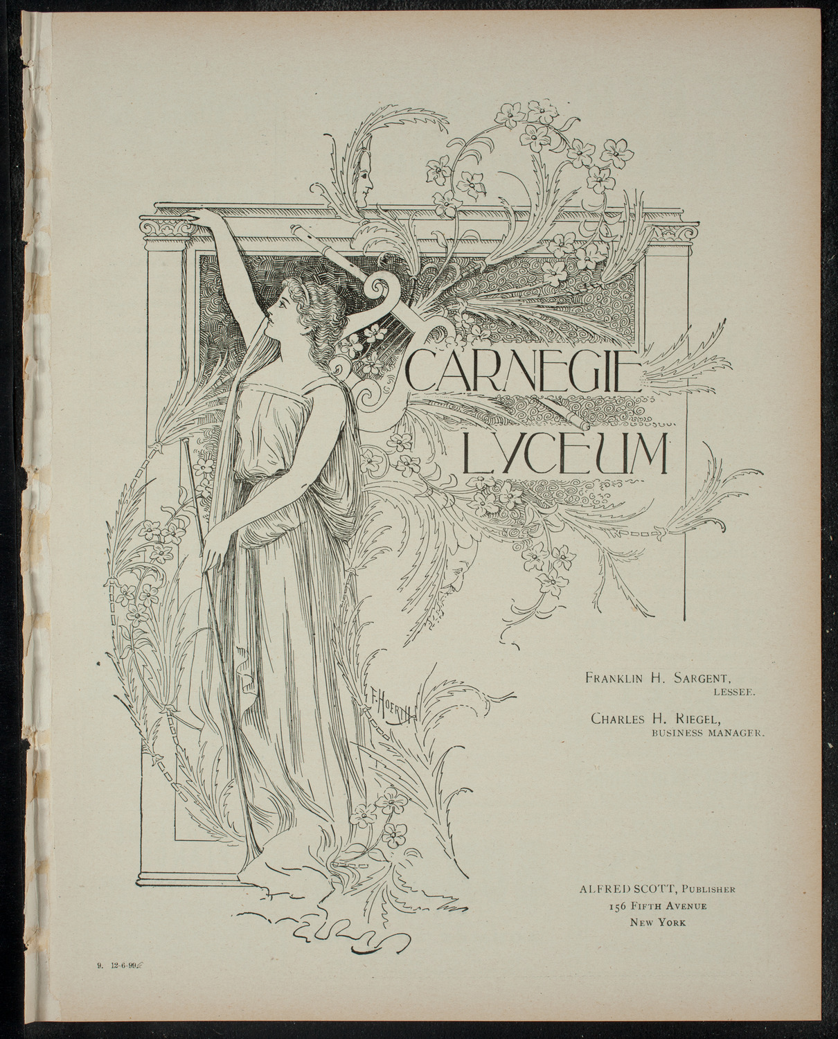 Garrick Dramatic Club, December 6, 1899, program page 1