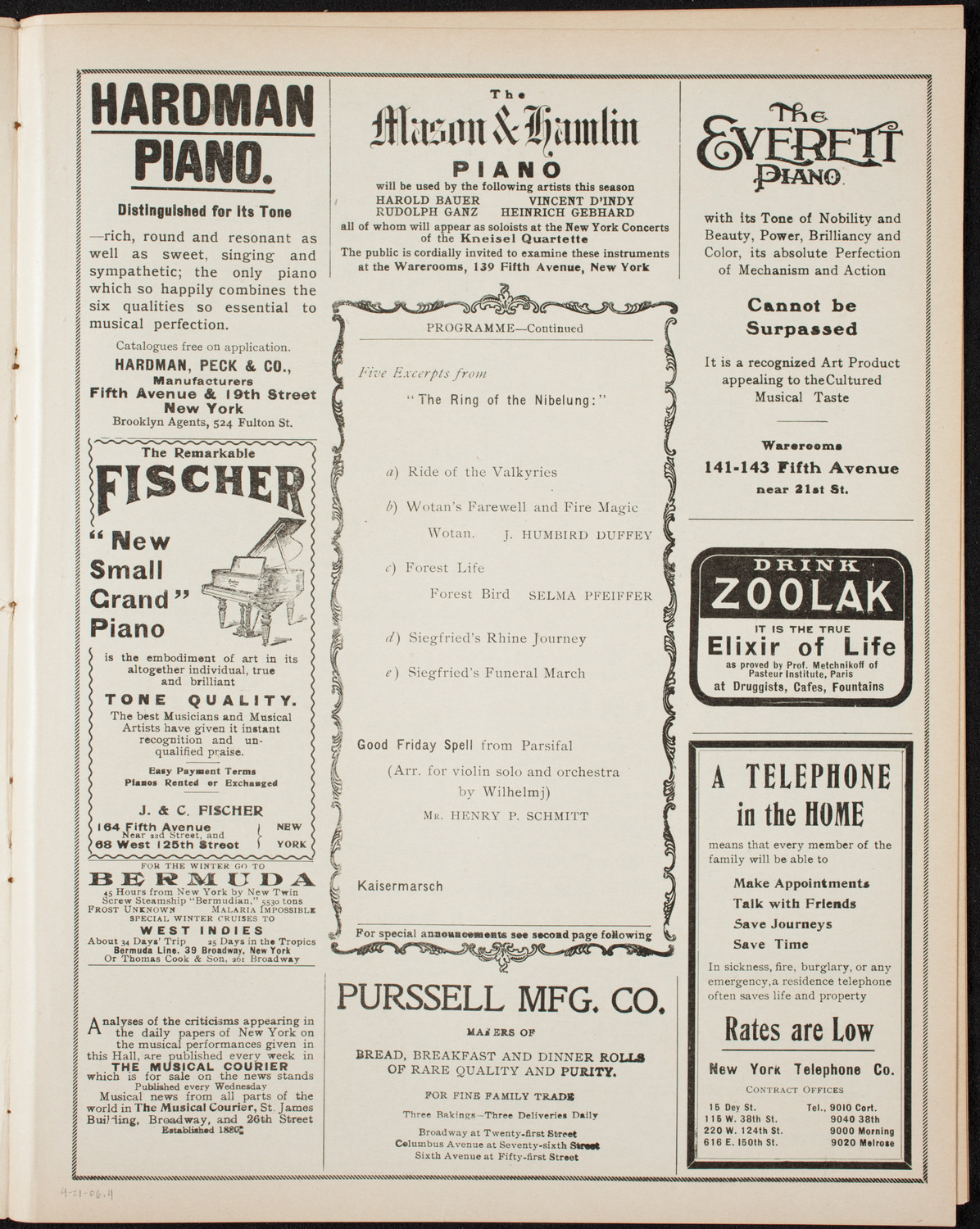 People's Symphony Concert, April 21, 1906, program page 7